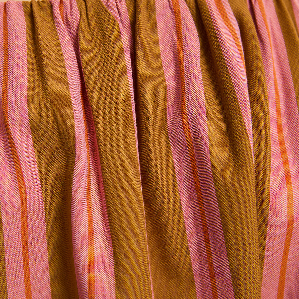 Robe longue rayée ample à bretelles en coton rayé rose/camel, LA REDOUTE COLLECTIONS