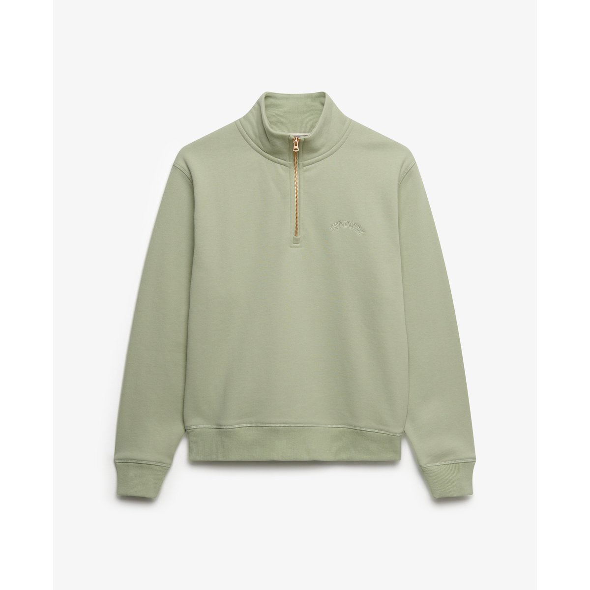 Pull à demi-zip avec logo brodé Essential sauge poussiéreuse, SUPERDRY