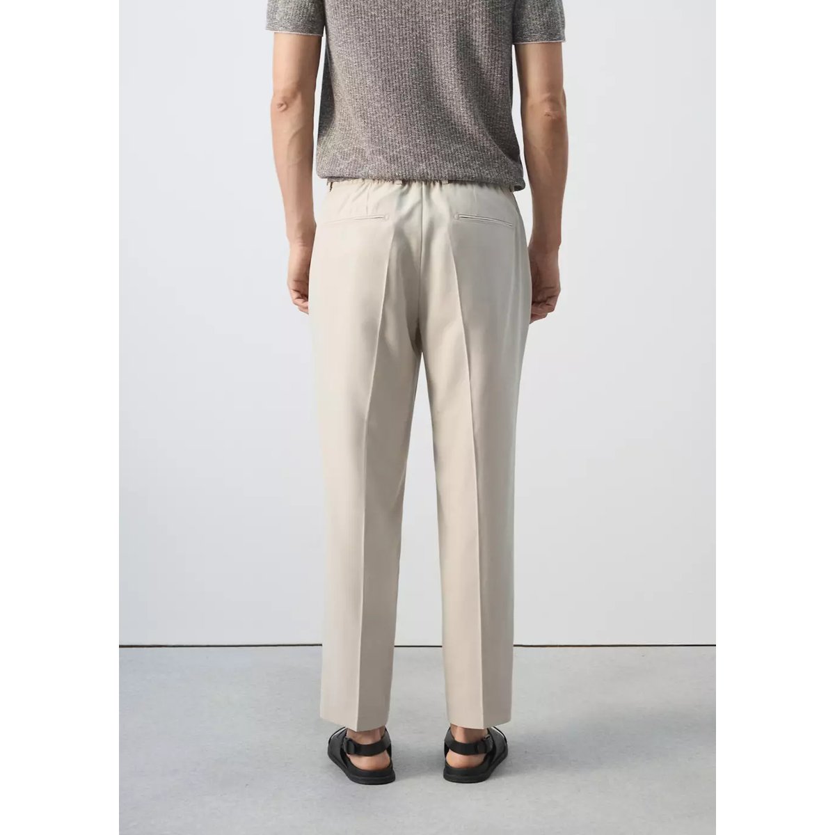 Pantalon regular-fit pinces ivoire, MANGO MAN