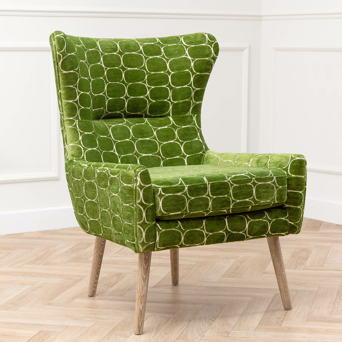 Oswald Woven Jacquard Velvet Chair olive, VOYAGE MAISON