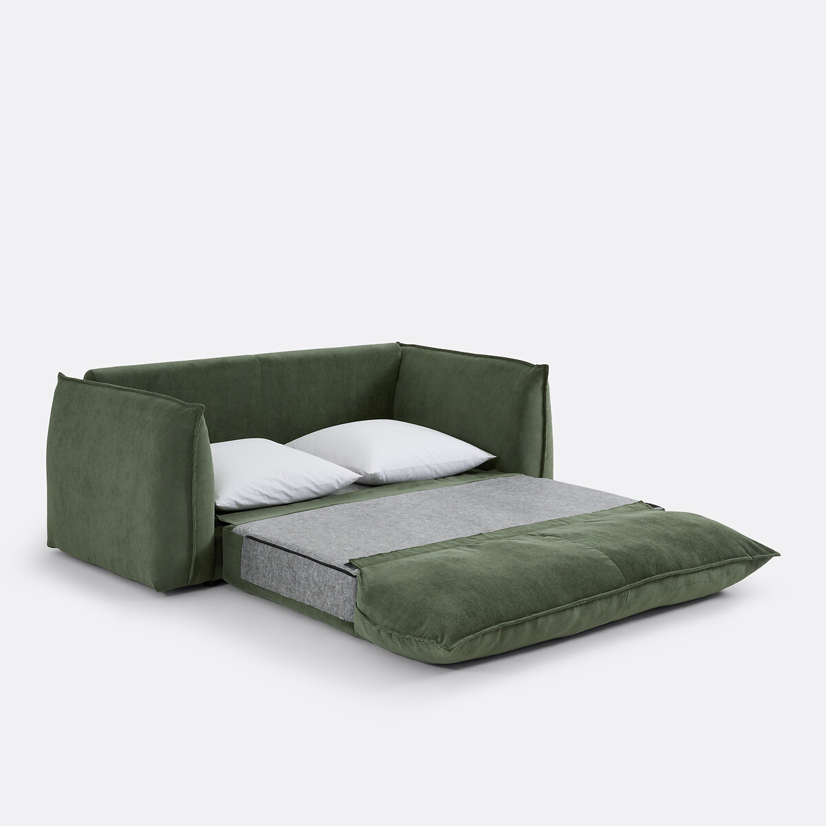 Sofá cama de 2 plazas de pana acanalada fina, TIKI verde, LA REDOUTE INTERIEURS