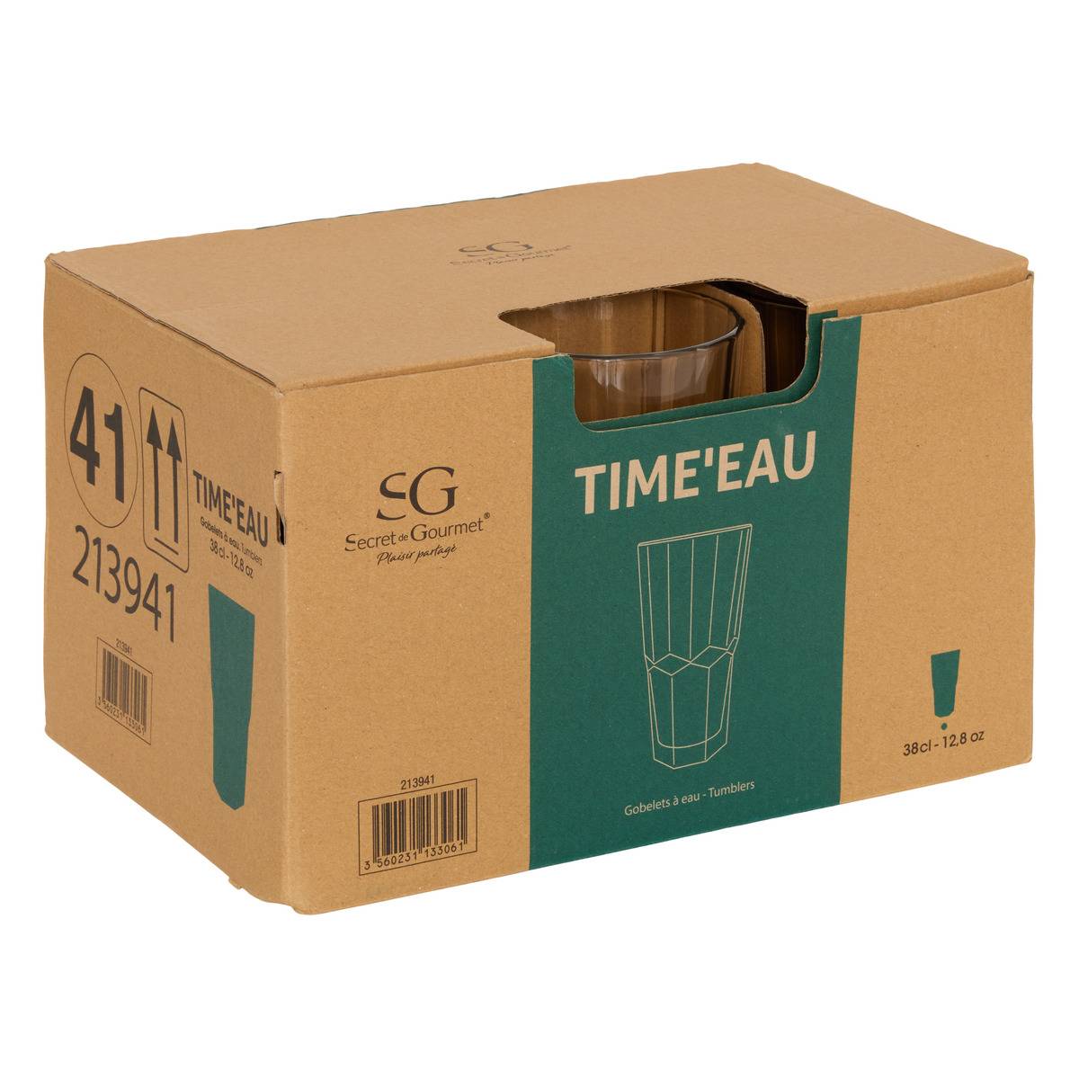 Lot de 6 gobelets TIME'EAU transparent, ATMOSPHERA