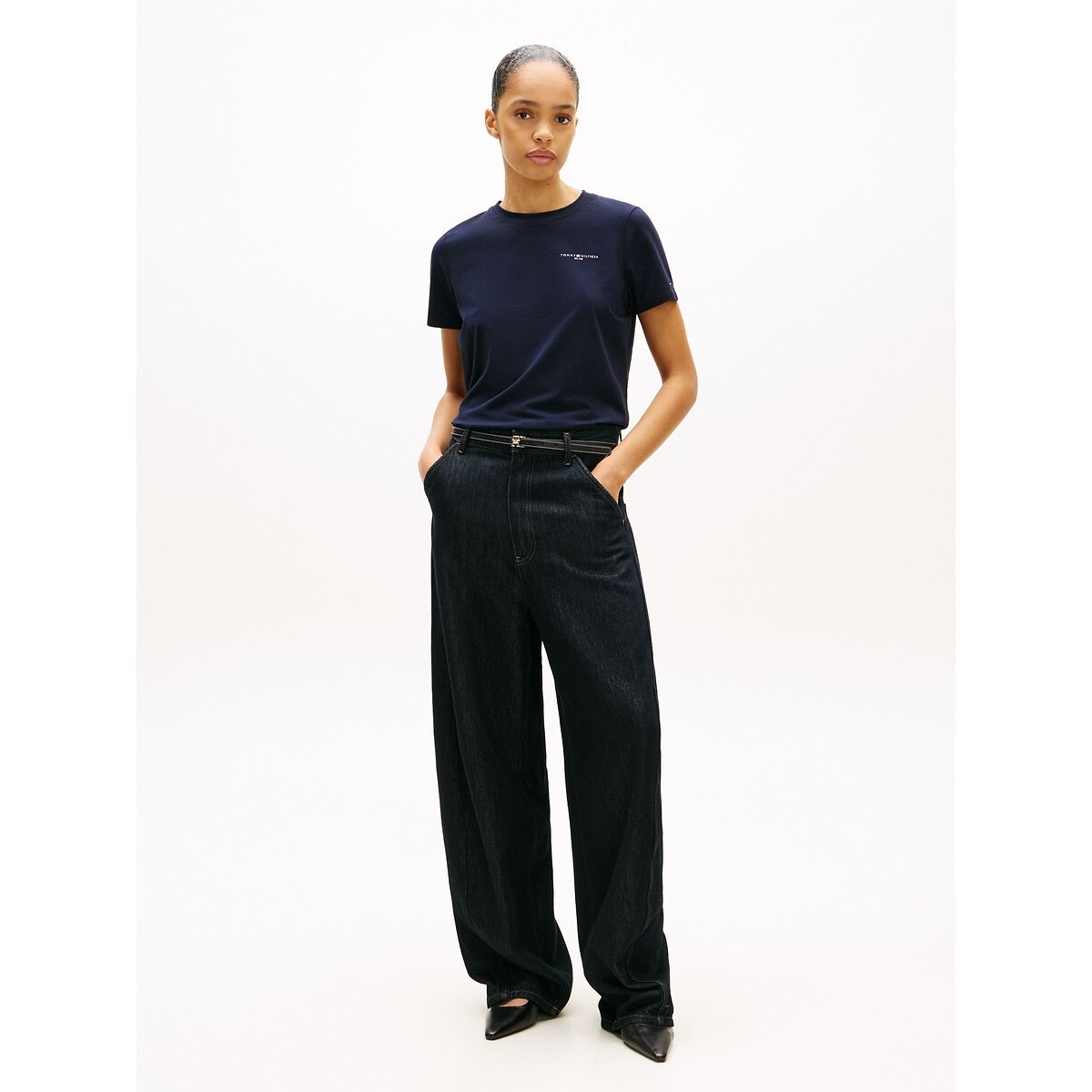 T-shirt girocollo a maniche corte navy, TOMMY HILFIGER