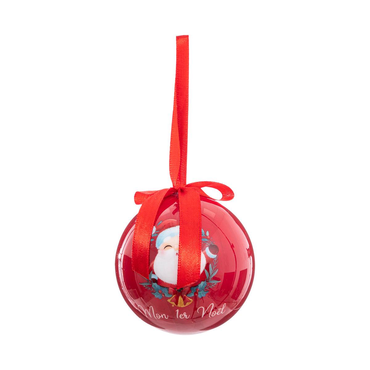3 Boules de Noël Papier imprimé 75mm petit modèle rouge, FEERIC LIGHTS & CHRISTMAS