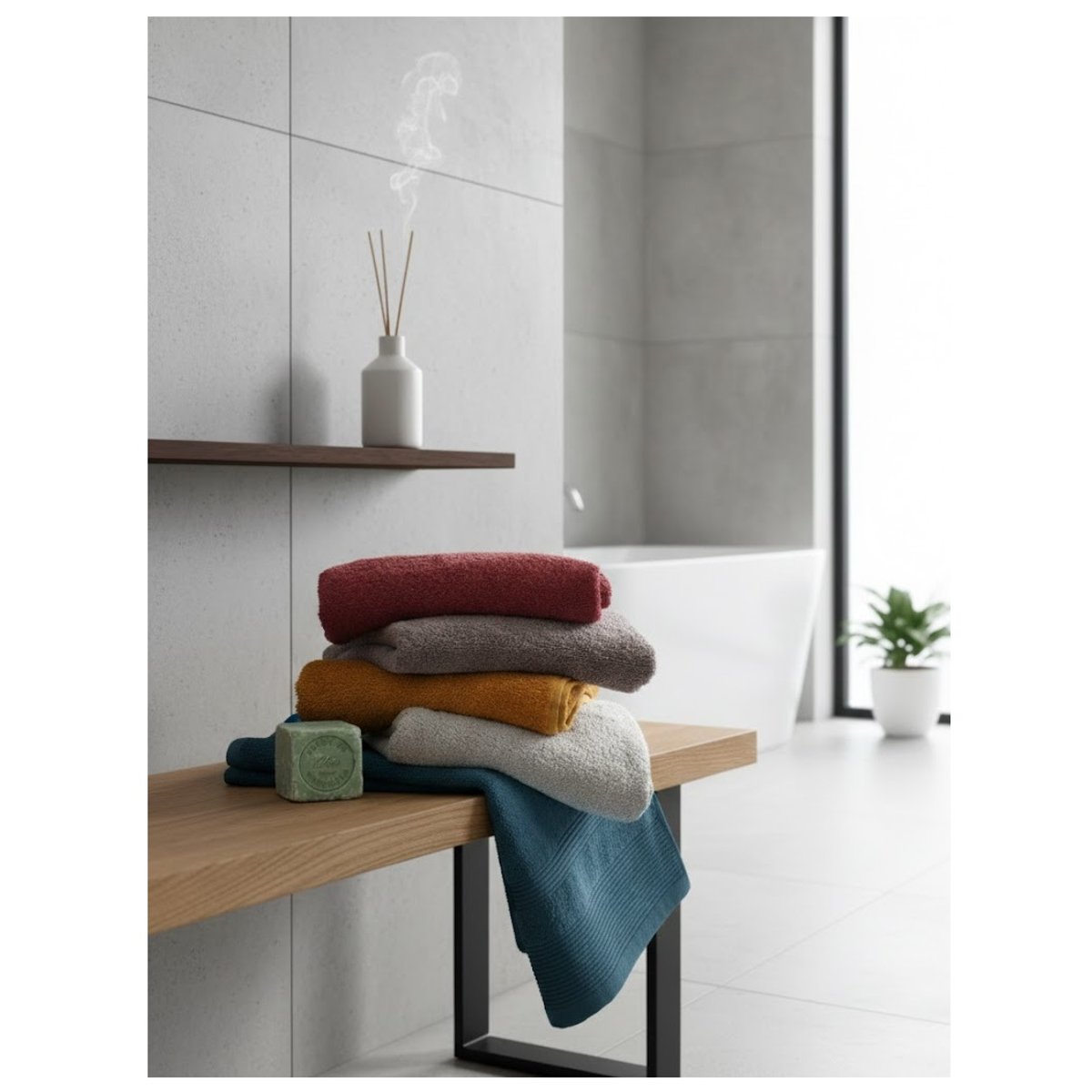 Serviette de toilette en coton Lilas anthracite, EDEN