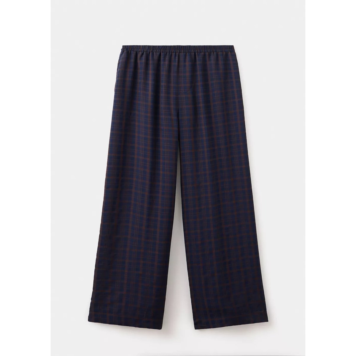 Pantalon droit à carreaux bleu, MANGO