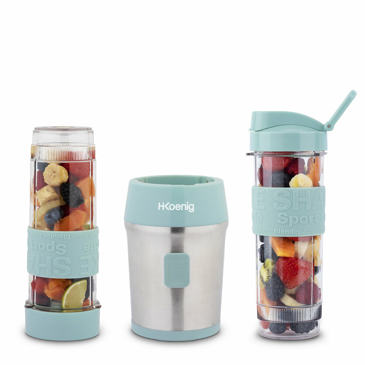 Blender portable et kit bouteilles - smoo16+btl16 vert, H.KOENIG