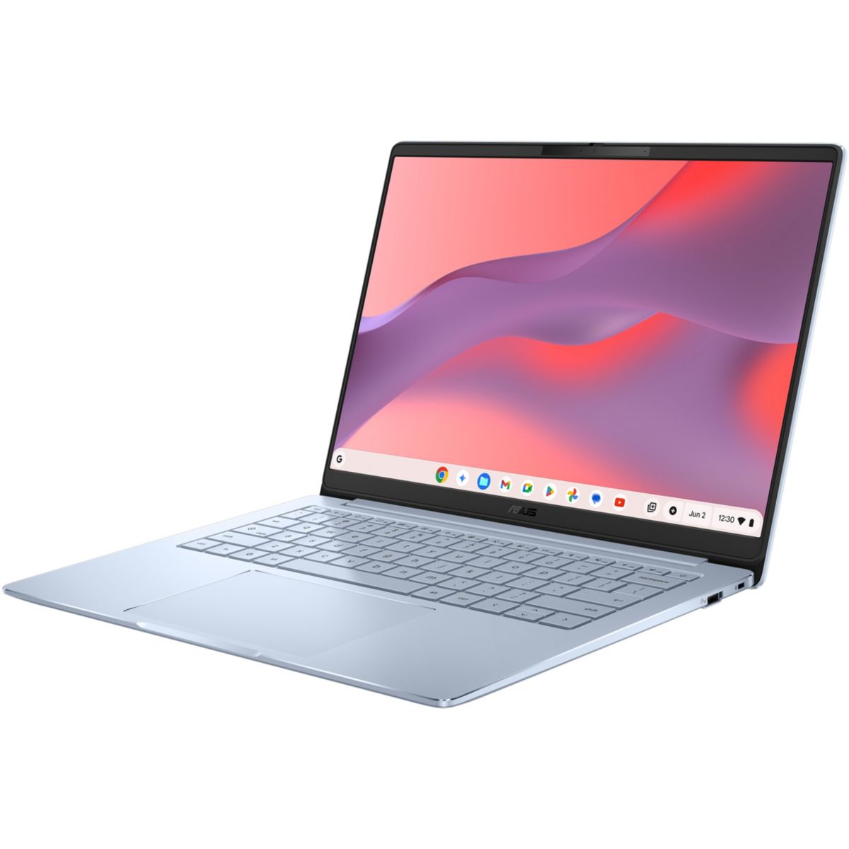 Chromebook CM1406 Bleu Iridescent 14"Tactile MediaTek 8 Go RAM DDR5 eMMC 128Go Google AI Pro housse incluse couleur unique, ASUS