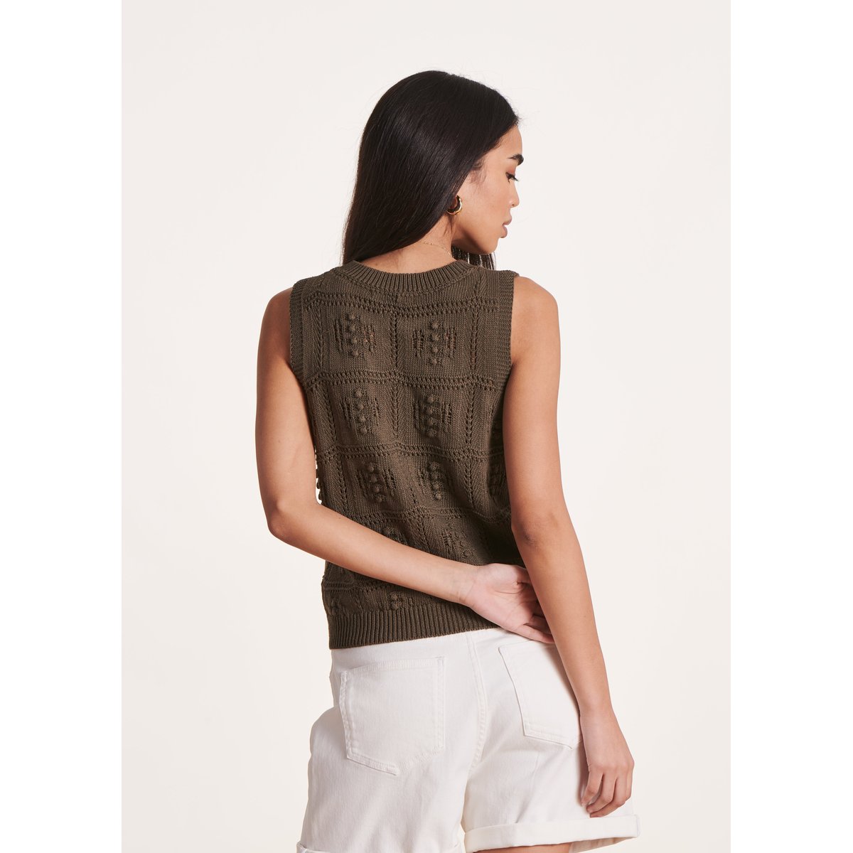 Pull sans manches en maille crochet baobab, LA FEE MARABOUTEE