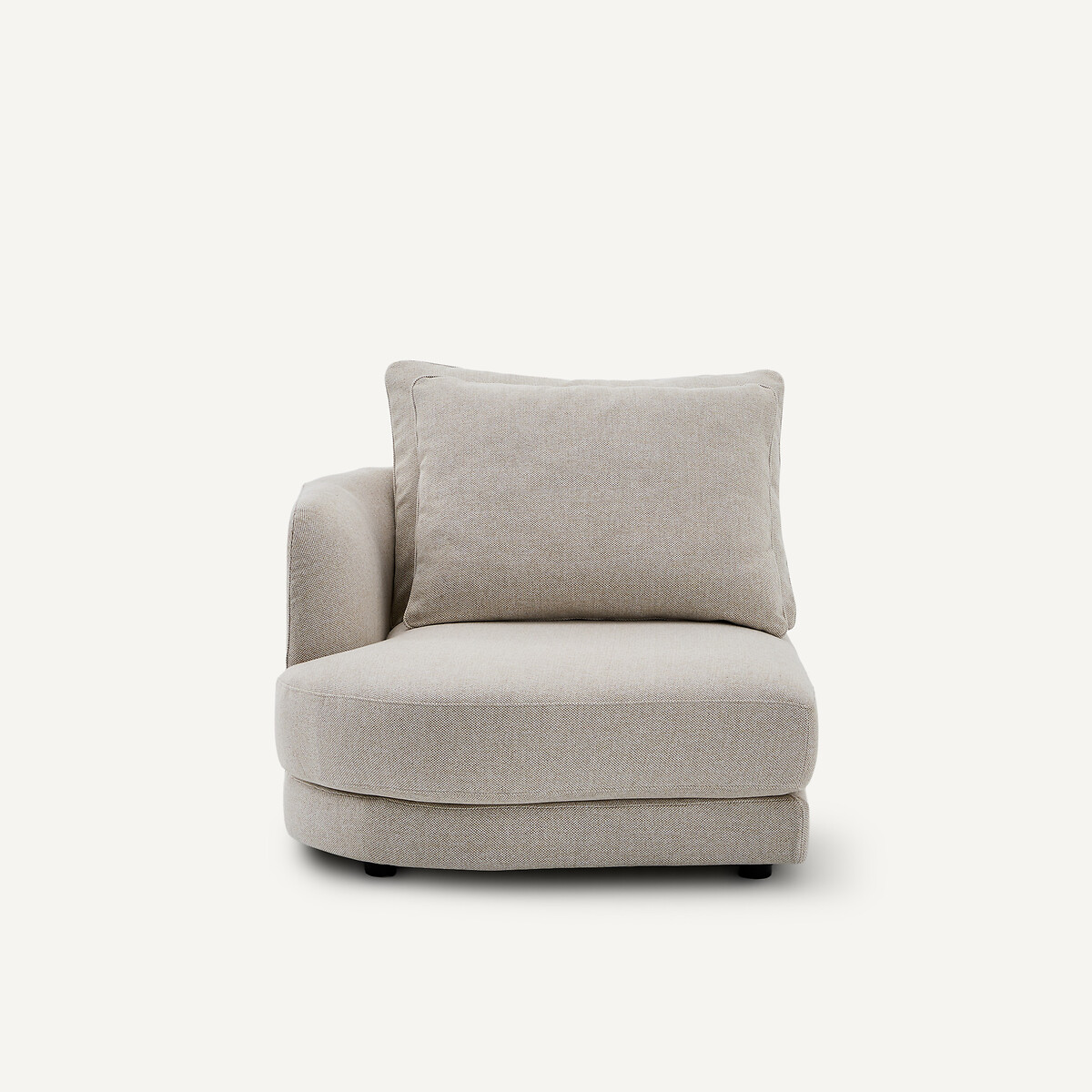 Demi-canapé gauche, arrondi, modulable en tweedé, TIBERIO ivoire, AM.PM