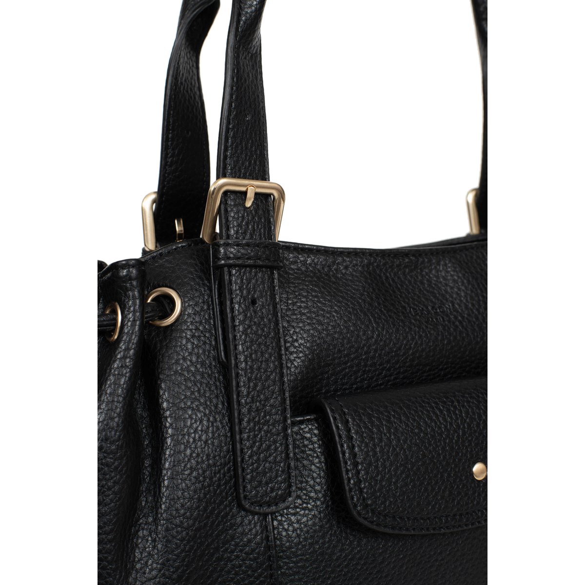 Sac porté épaule 2 anses ZORA noir, HEXAGONA