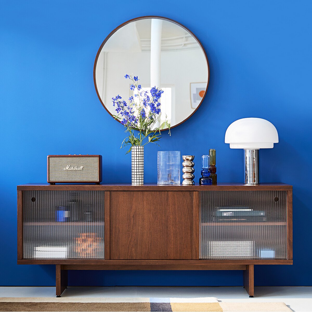 Alaria 80cm Diameter Walnut Veneer Round Mirror walnut, LA REDOUTE INTERIEURS