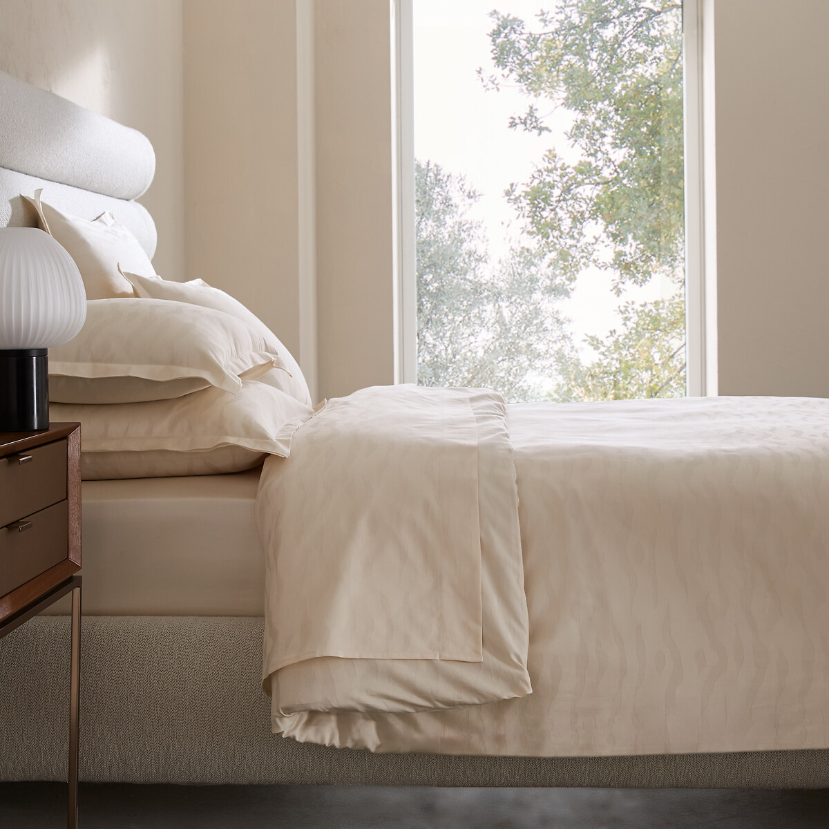 Housse de couette en satin de coton 200 fils, GIACOMO ecru, AM.PM