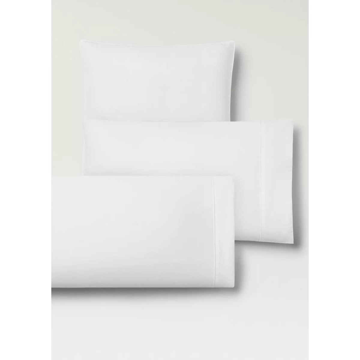 Deux taies d'oreiller percale de coton 500 fils détail passepoilé arrondi 50x75 cm blanc, MANGO HOME