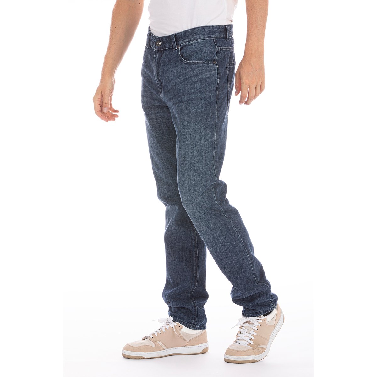 Jeans ARKON3 coupe droite coton brossé, longueur 30 bleu, RICA LEWIS