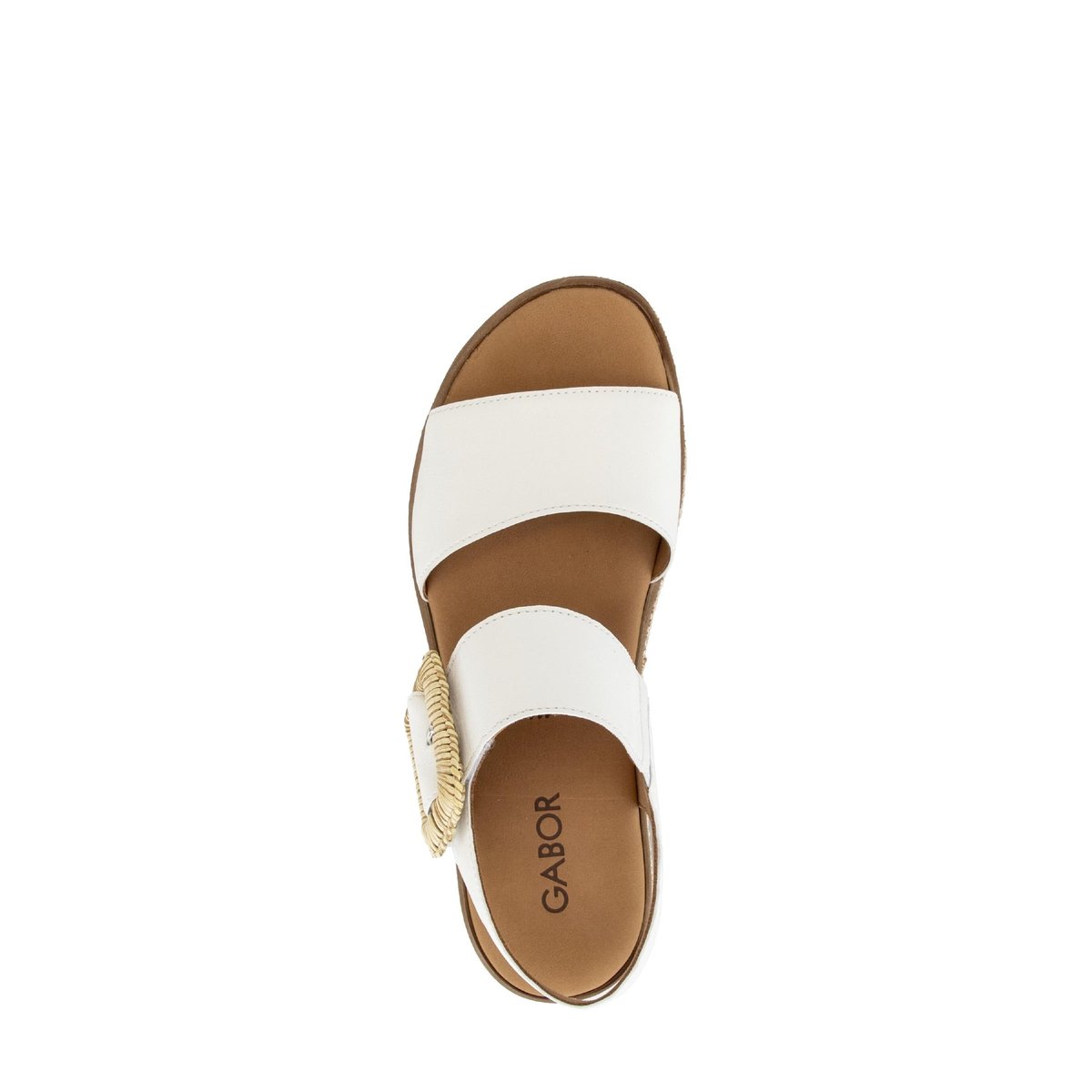Sandales en cuir à talon compensé crème, GABOR