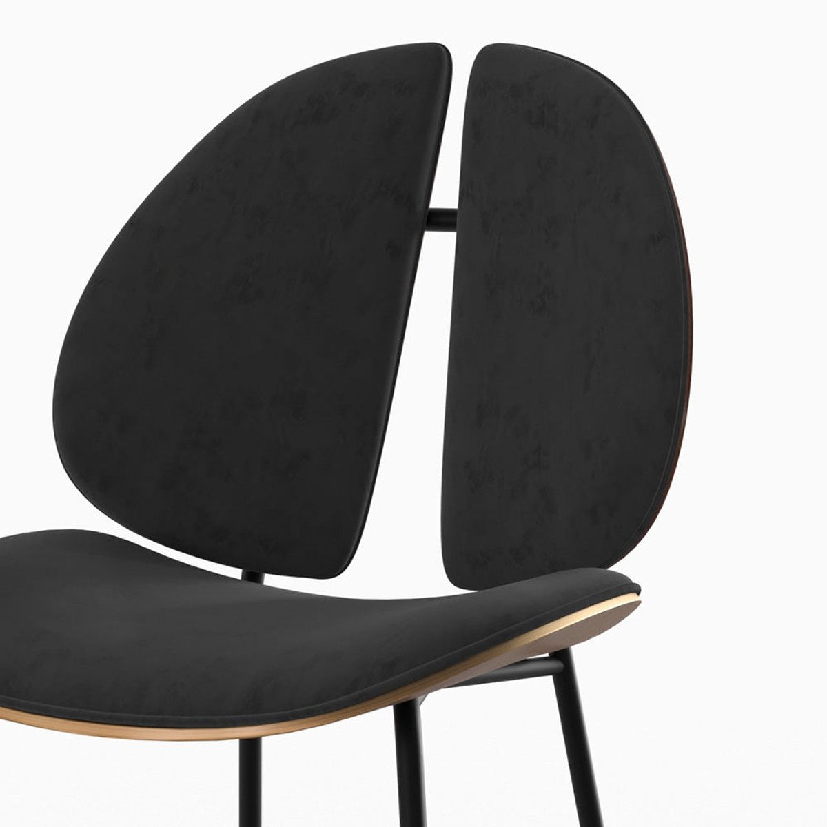 Chaise en velours et bois - COCCINELLE noir, MAISON PAVANE