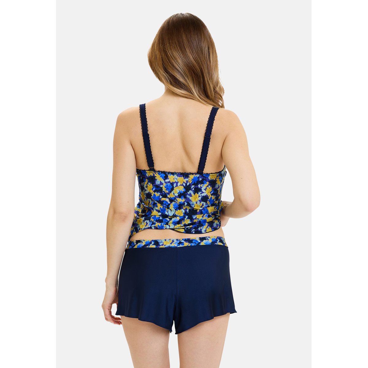 Short CÉLIA fleurs bleues, jaunes, SANS COMPLEXE