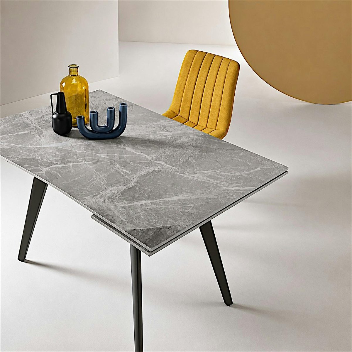 Table extensible en céramique 4/6 places LORA gris marbré, PIER IMPORT