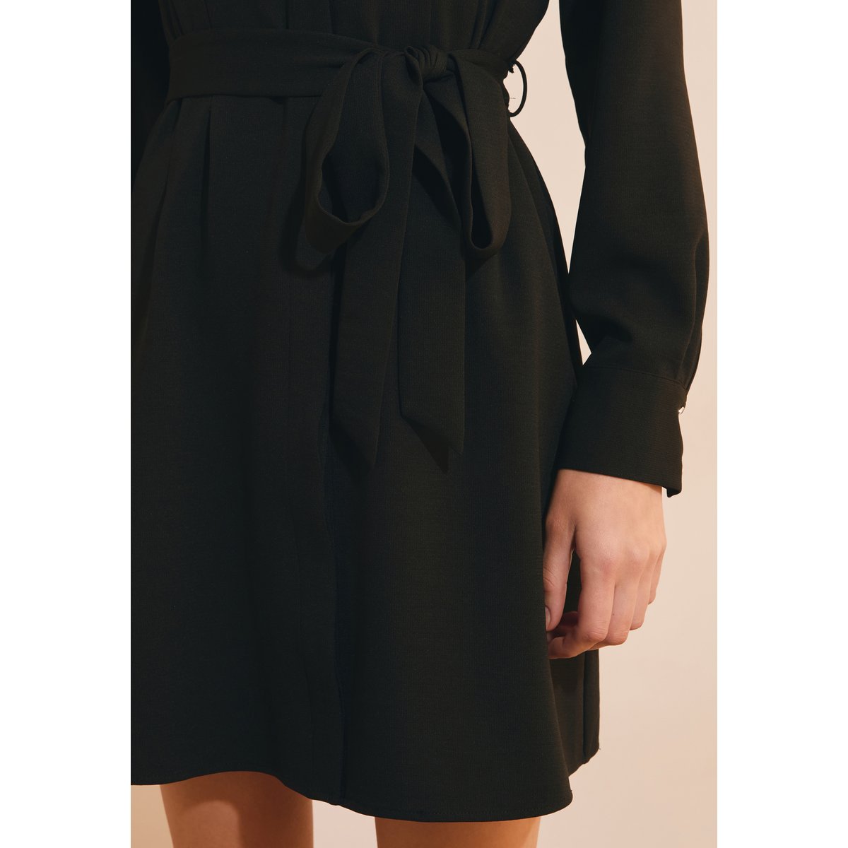 Robe col polo avec détails à nouer CECILE noir, ETAM