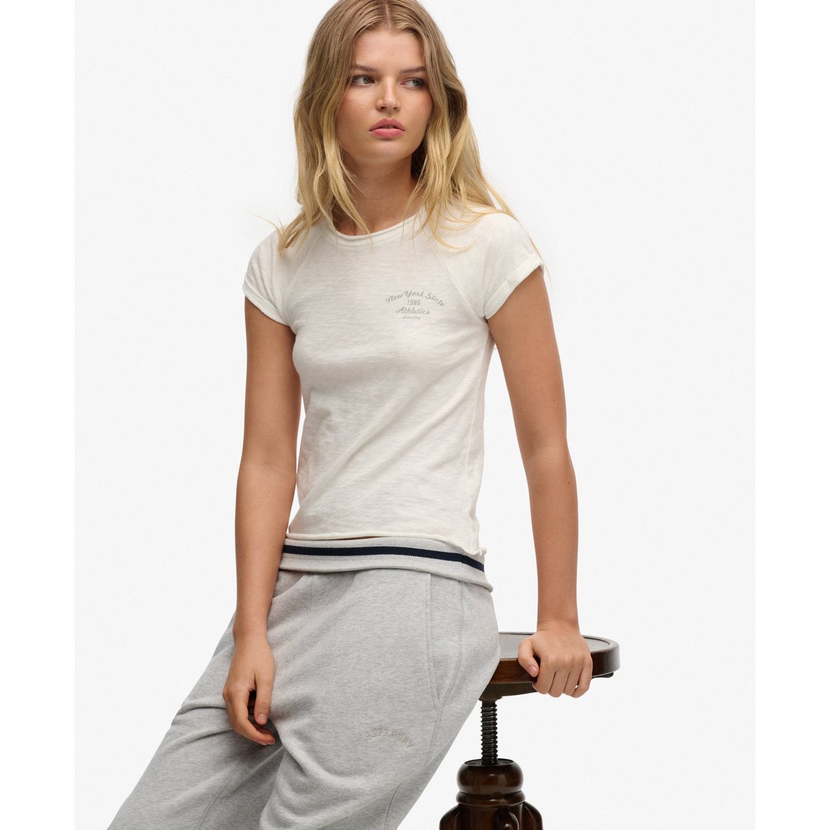 T-shirt Graphique Slub Athletic Essentials blanc cassé, SUPERDRY