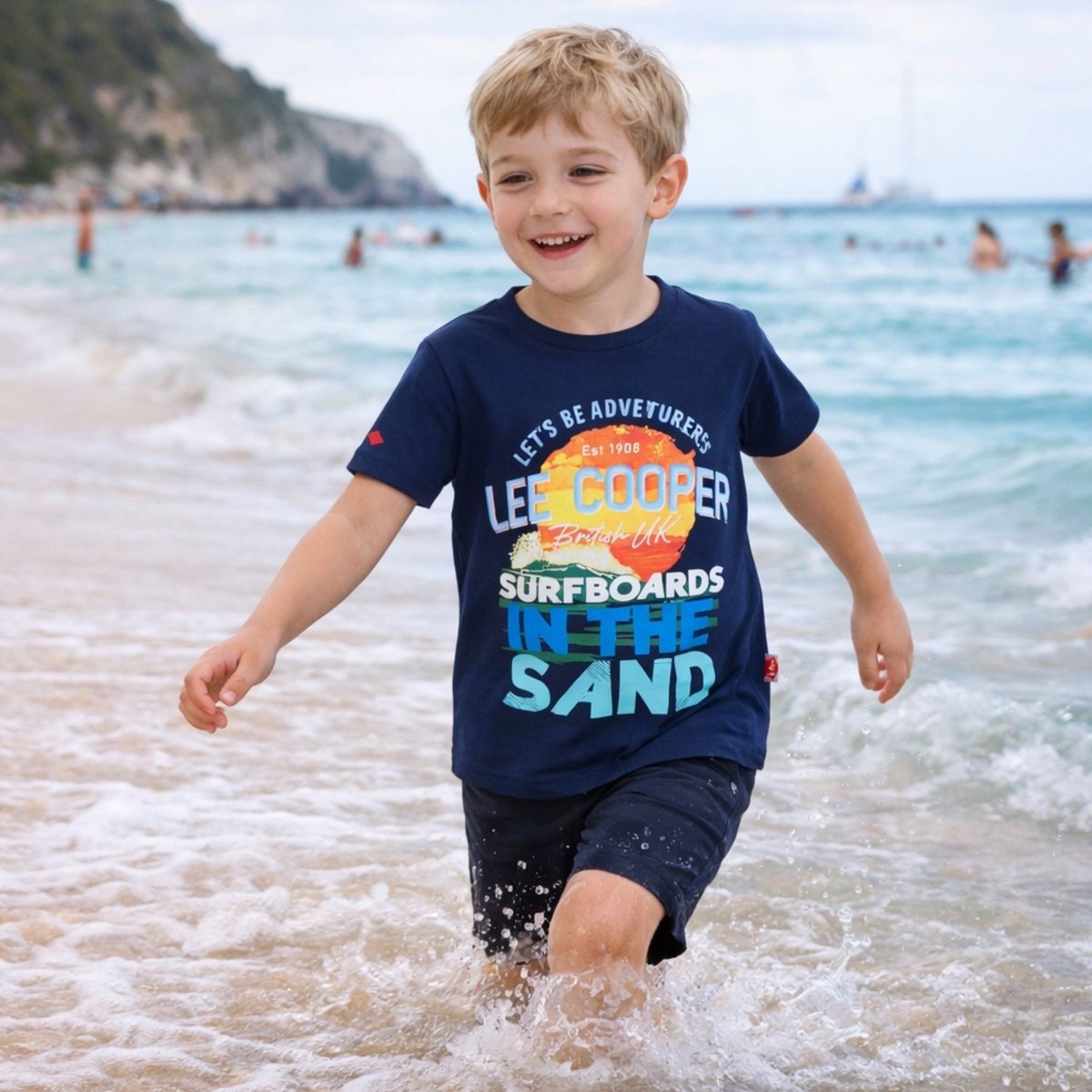 T-shirt manches courtes imprimé, col rond SURF CLUB marine, LEE COOPER