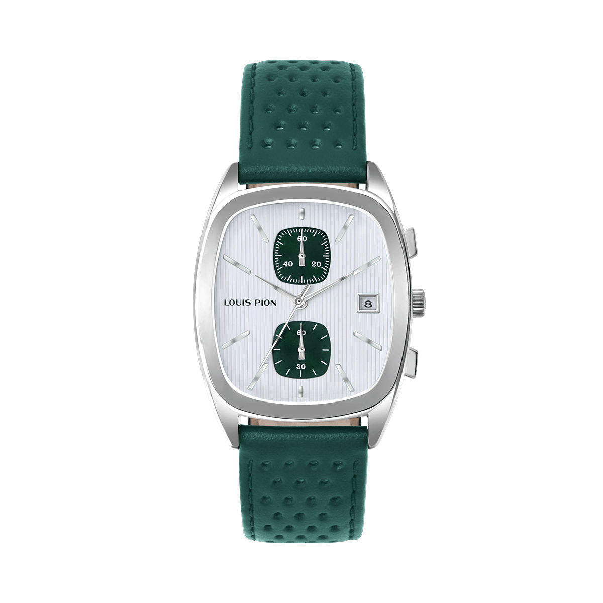 Montre Analogique ARSÈNE argenté blanc vert, LOUIS PION