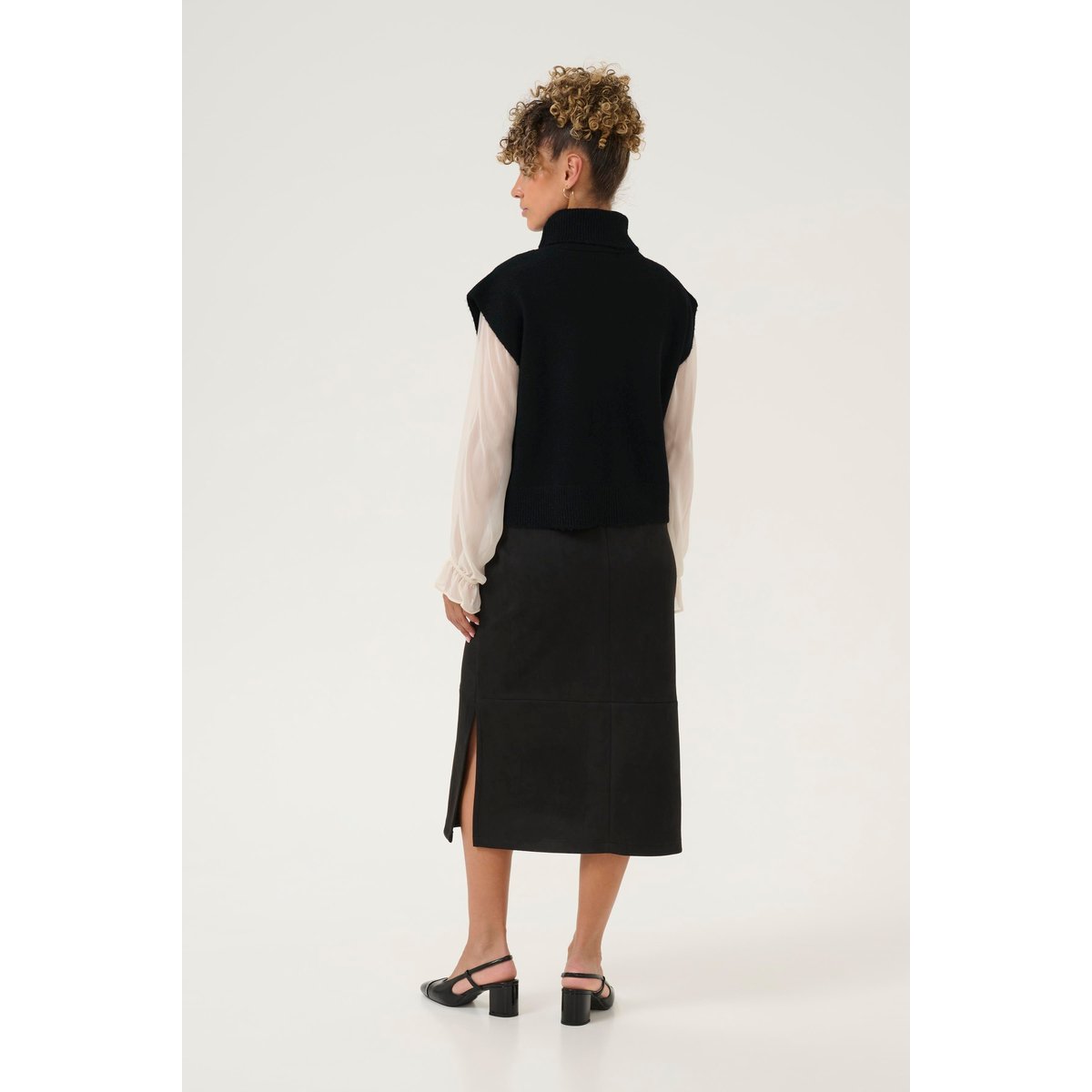 Manteau tricoté noir pitch black, CREAM