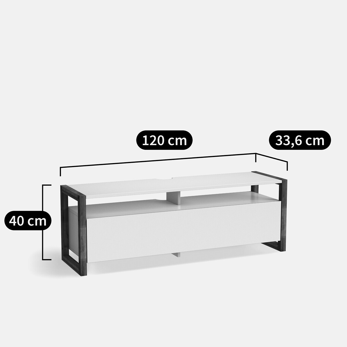 Meuble TV porte abattante, Compo blanc, LA REDOUTE INTERIEURS