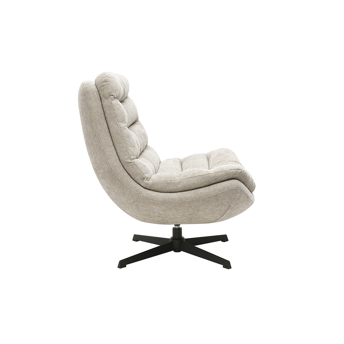 Fauteuil pivotant en tissu effet velours texturé beige et métal noir LOMI beige, MILIBOO