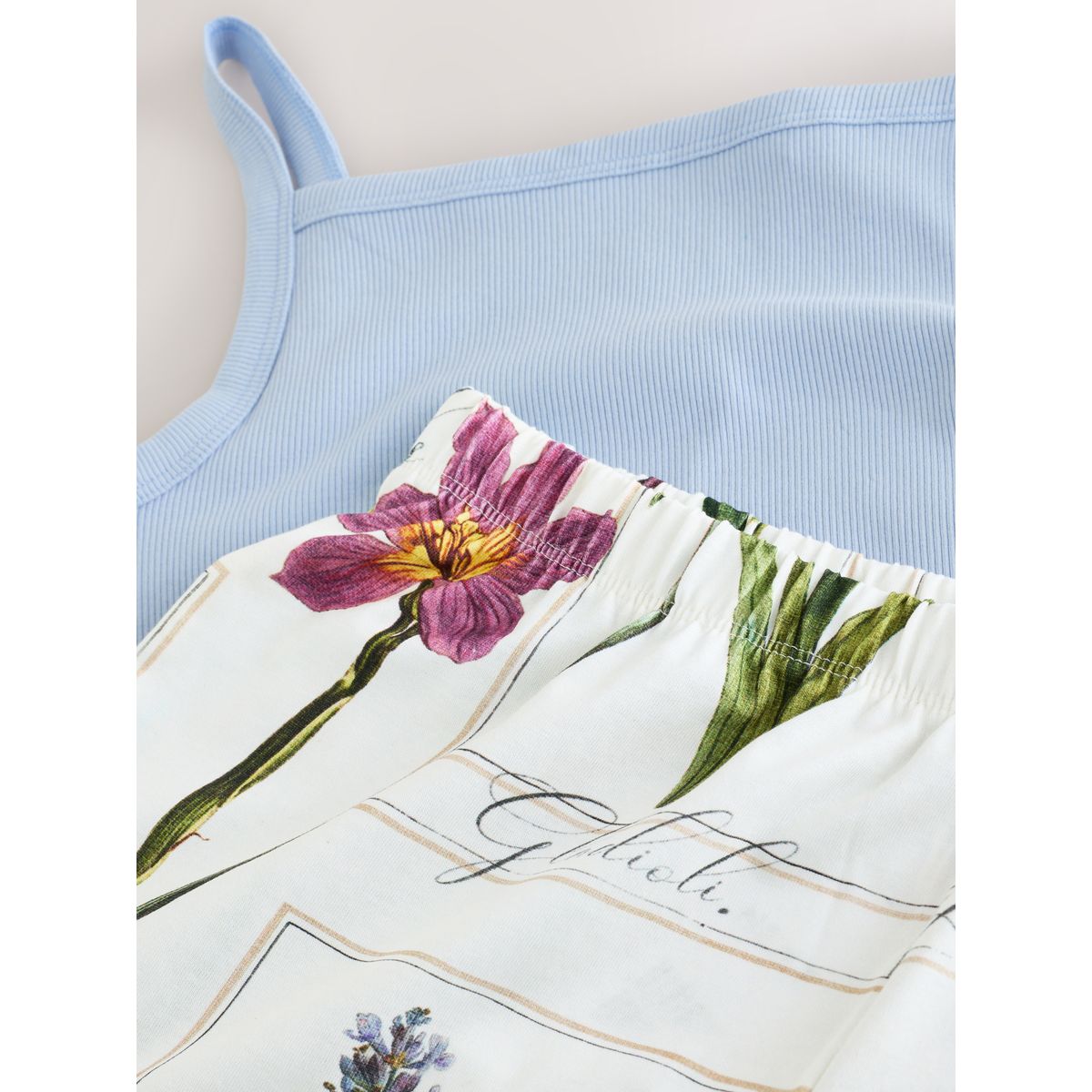 Débardeur côtelé pour la nuit bleu motif fleurs, NEXT
