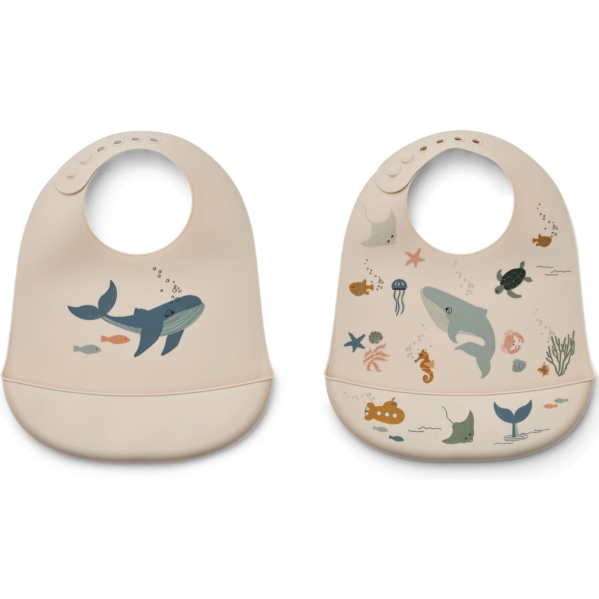 Lot de 2 bavoirs Tilda ecru, bleu, rose, LIEWOOD