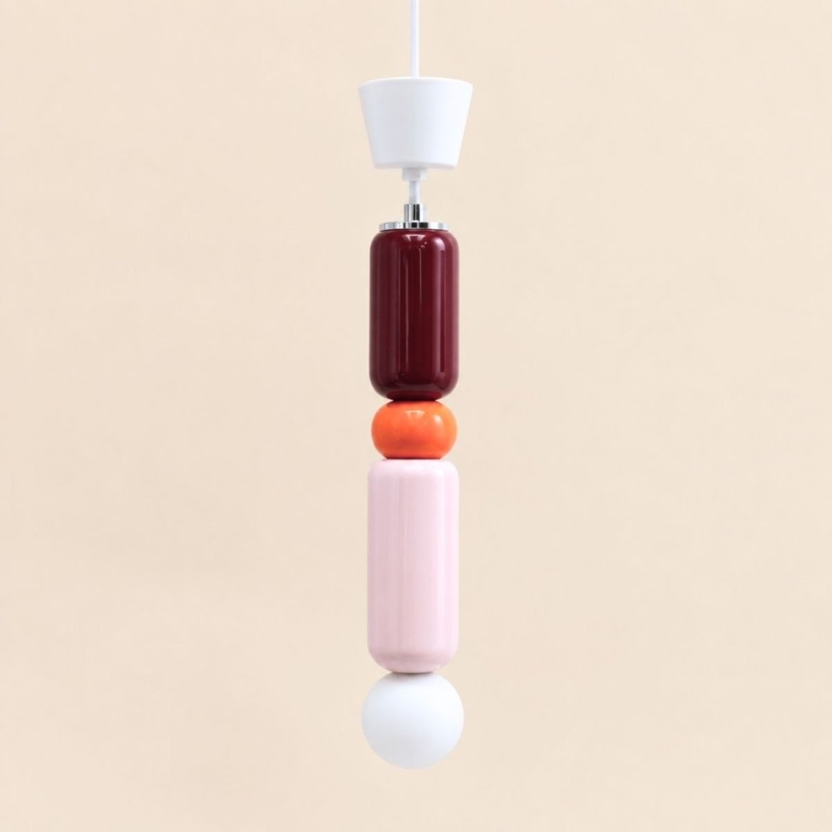 Suspension design en céramique et verre 44cm rose, ORNAMI