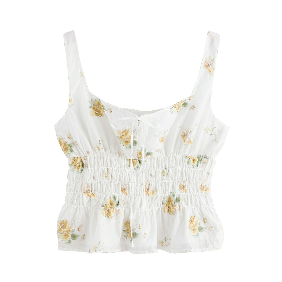 Top smocké avec liens tabitha simmons x next broderie florale blanche et jaune, NEXT