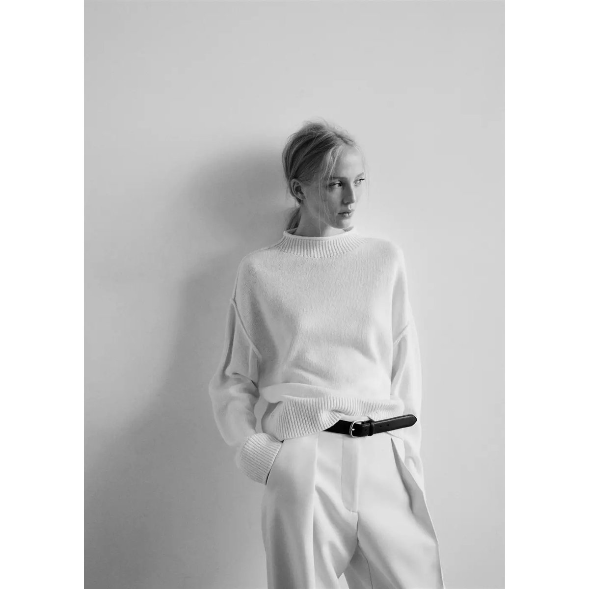 Pantalon droit pinces blanc cassé, MANGO