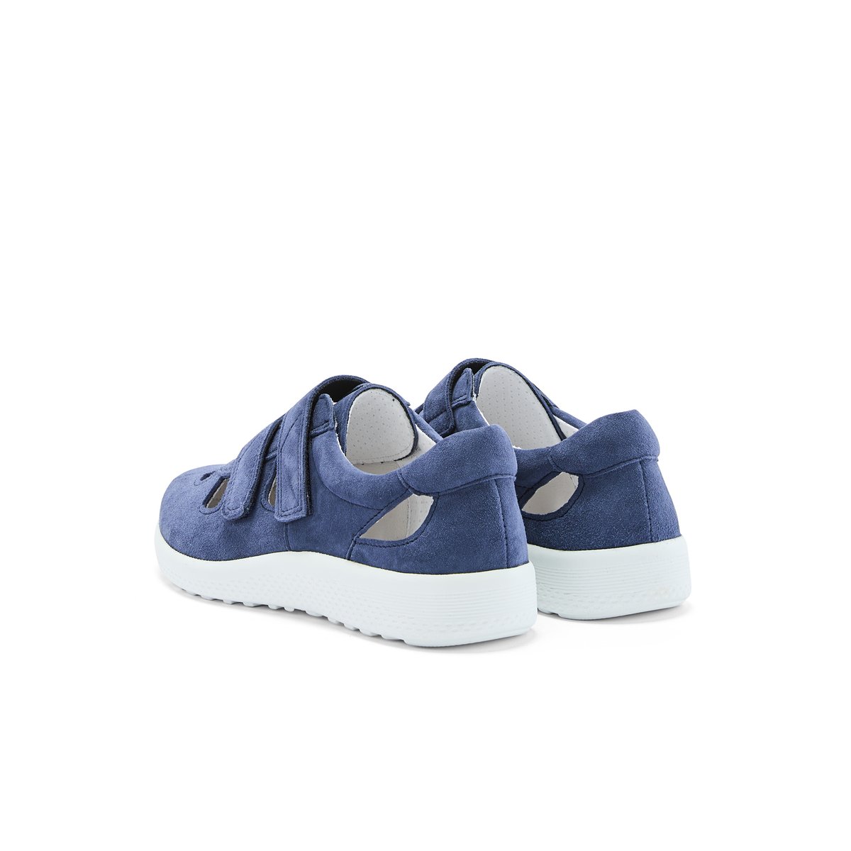 Baskets cuir ajouré extra larges bleu, PEDICONFORT
