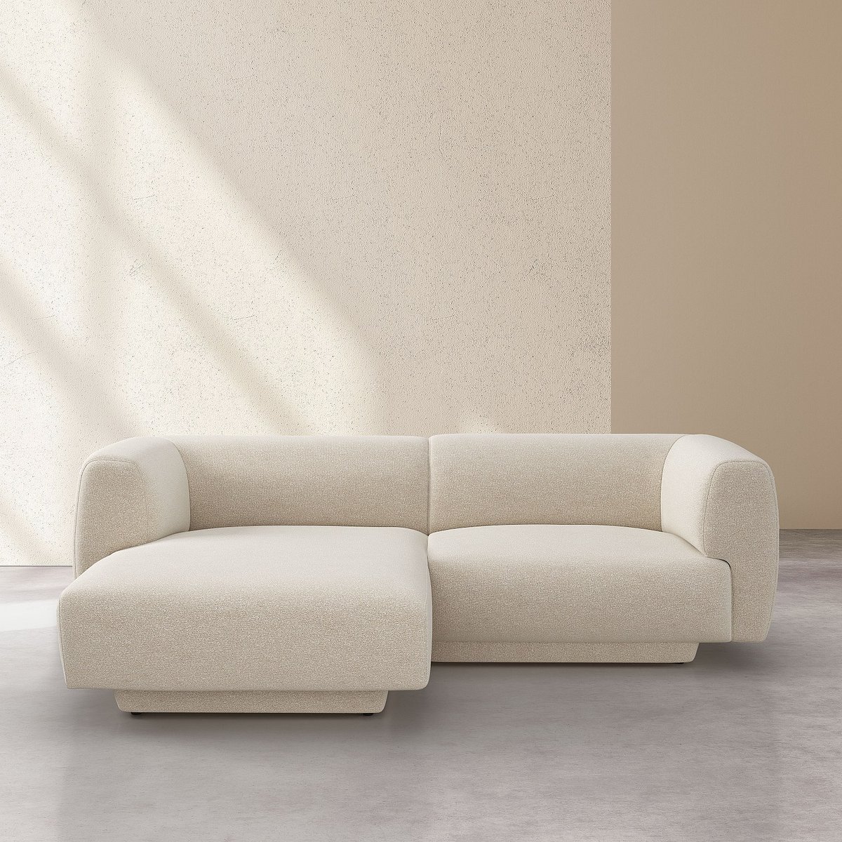 Canapé d'angle gauche en tissu texturé AUSTIN beige, HABITAT