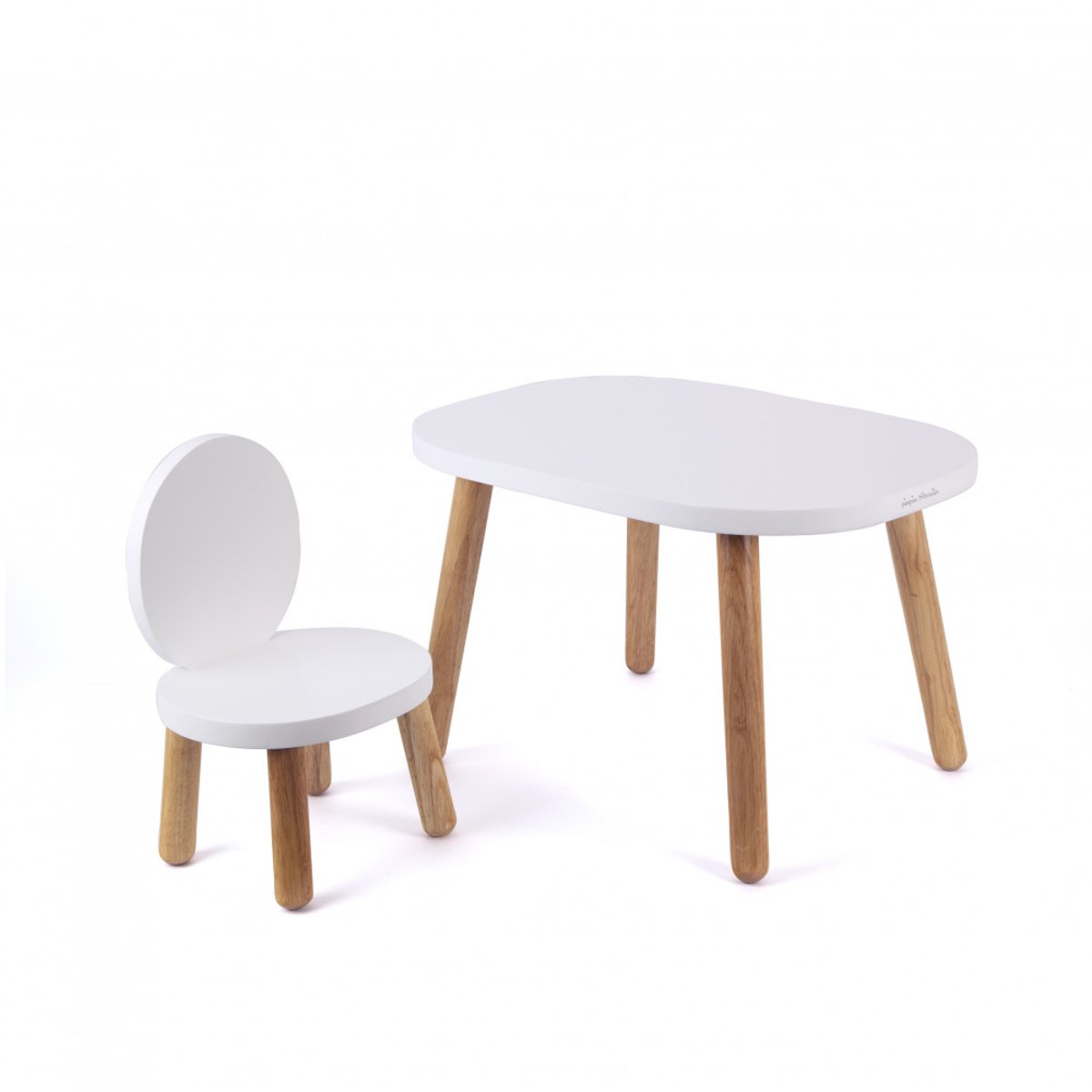 Lot de 2 Ma première chaise Enfant Ovaline Blanc 1-4 ans blanc et bois, PIOUPIOU ET MERVEILLES