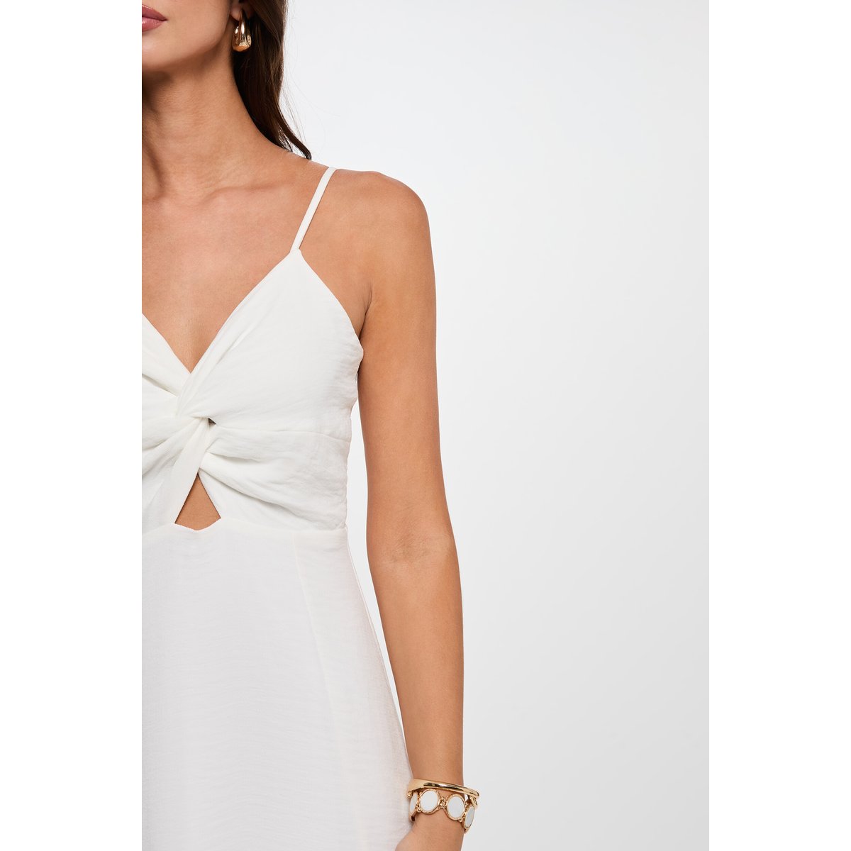Robe longue col v blanc, MORGAN