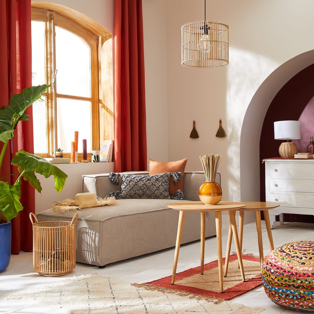 Rideau tamisant coton, KALPE orange, INSPIRE