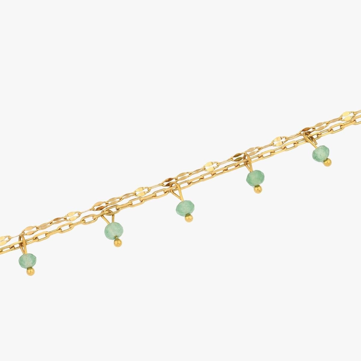 Bracelet chaîne acier inoxydable avec pierre d'Aventurine vert, BALABOOSTE