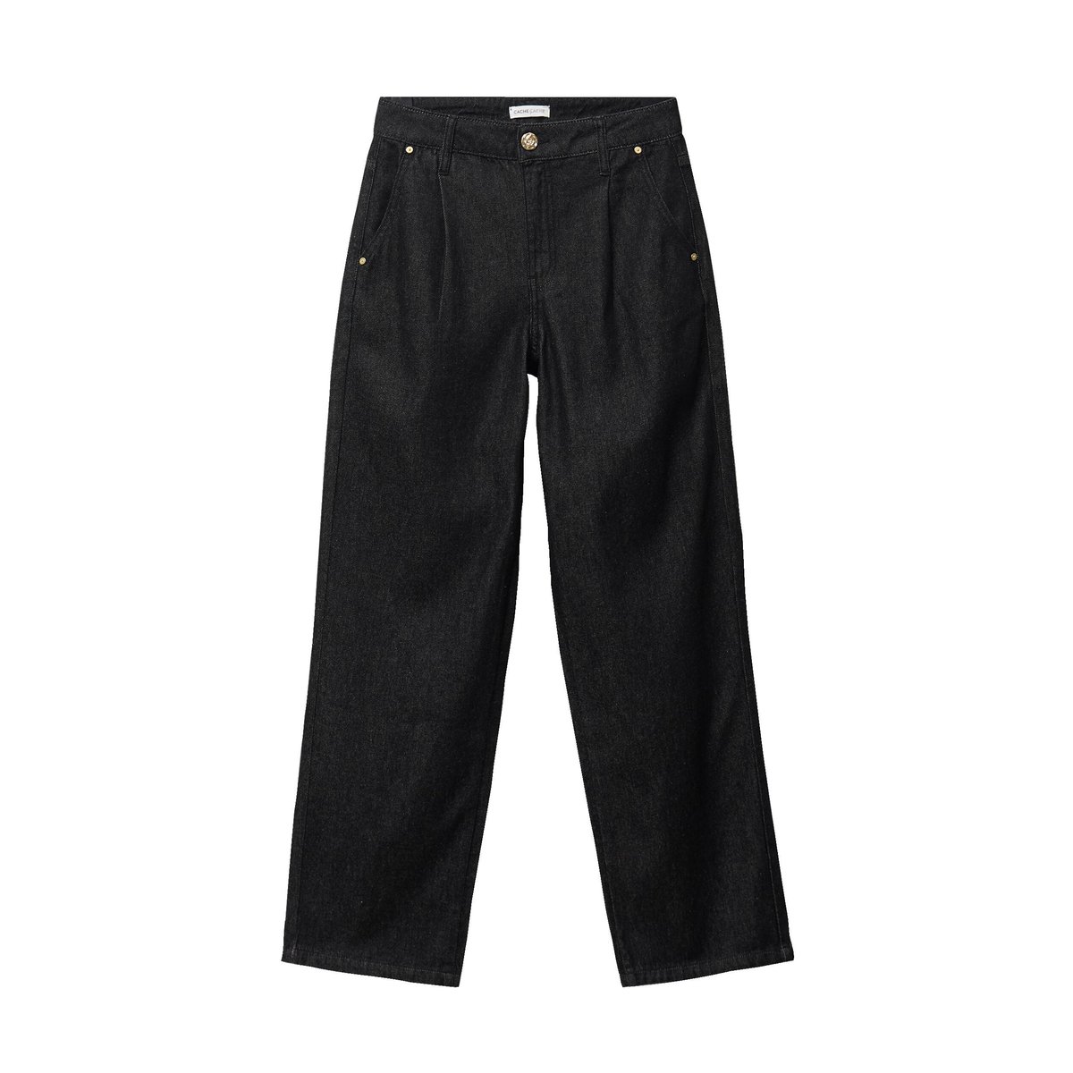 Jean wide leg taille haute denim noir, CACHE CACHE