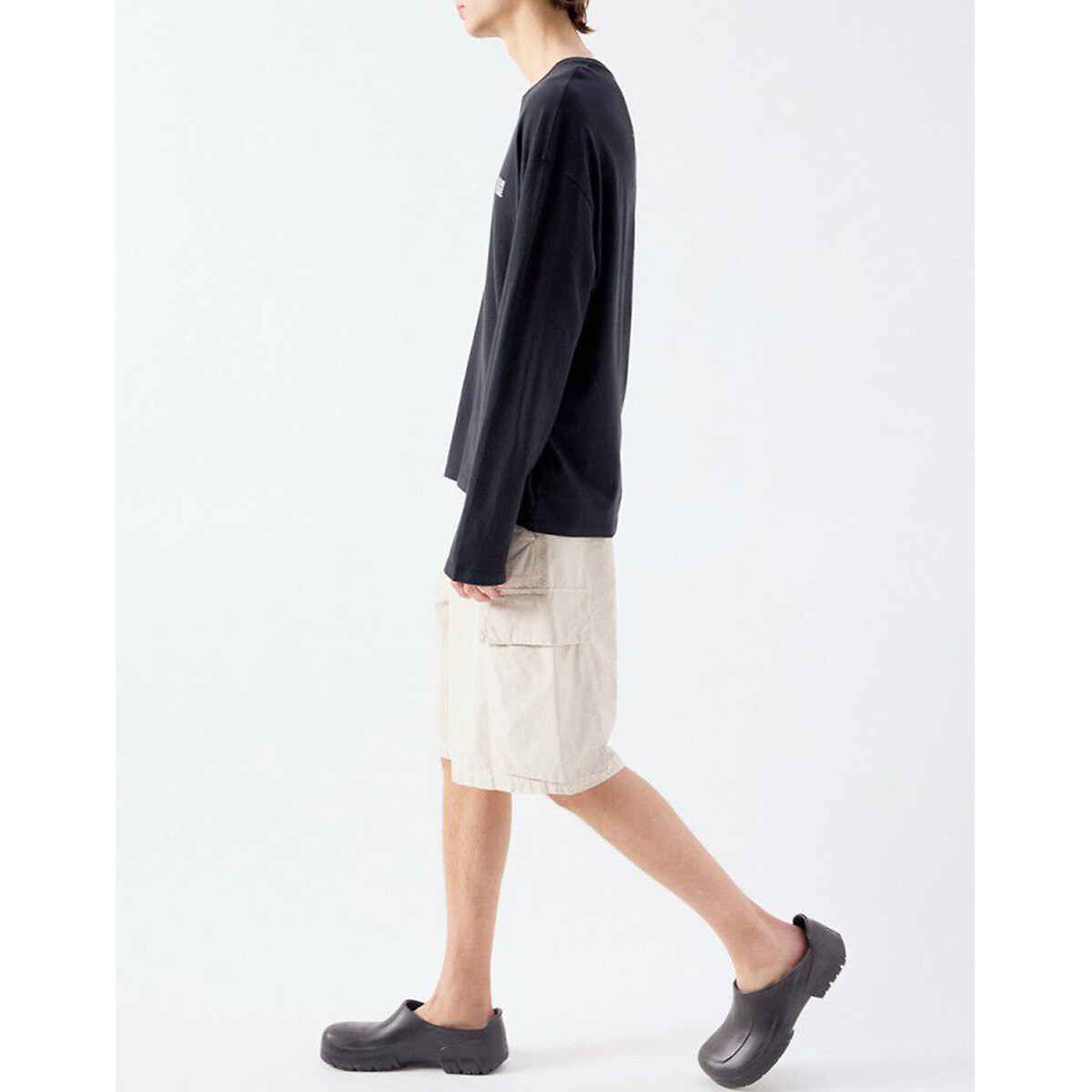 Oversized T-shirt met lange mouwen, YKOBOW zwart, AMERICAN VINTAGE