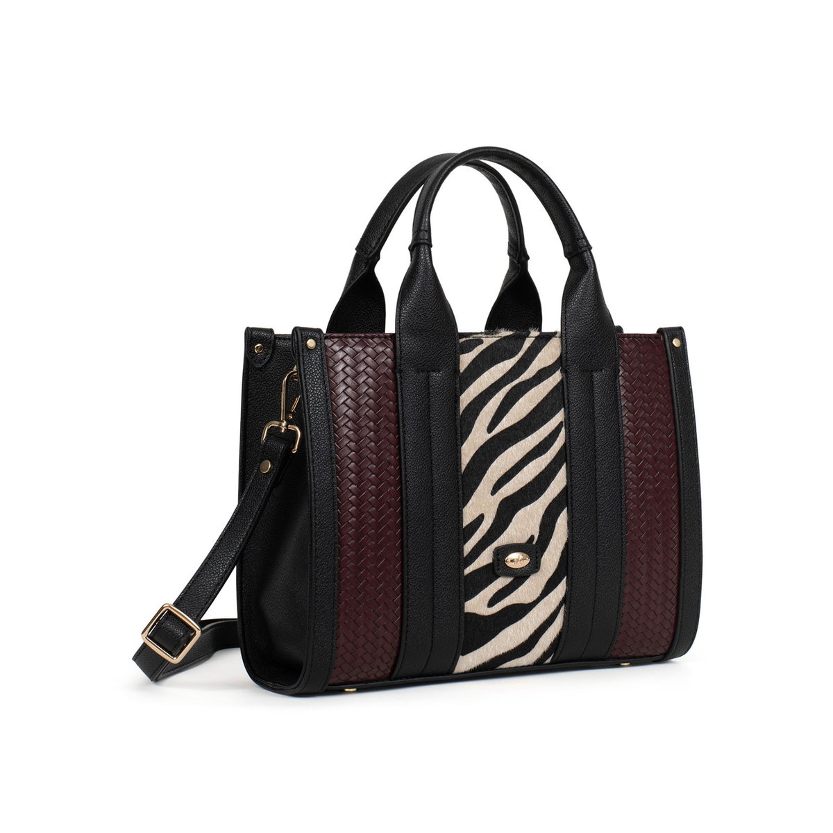 Sac porté main 2 poignées ZOÉ noir, HEXAGONA