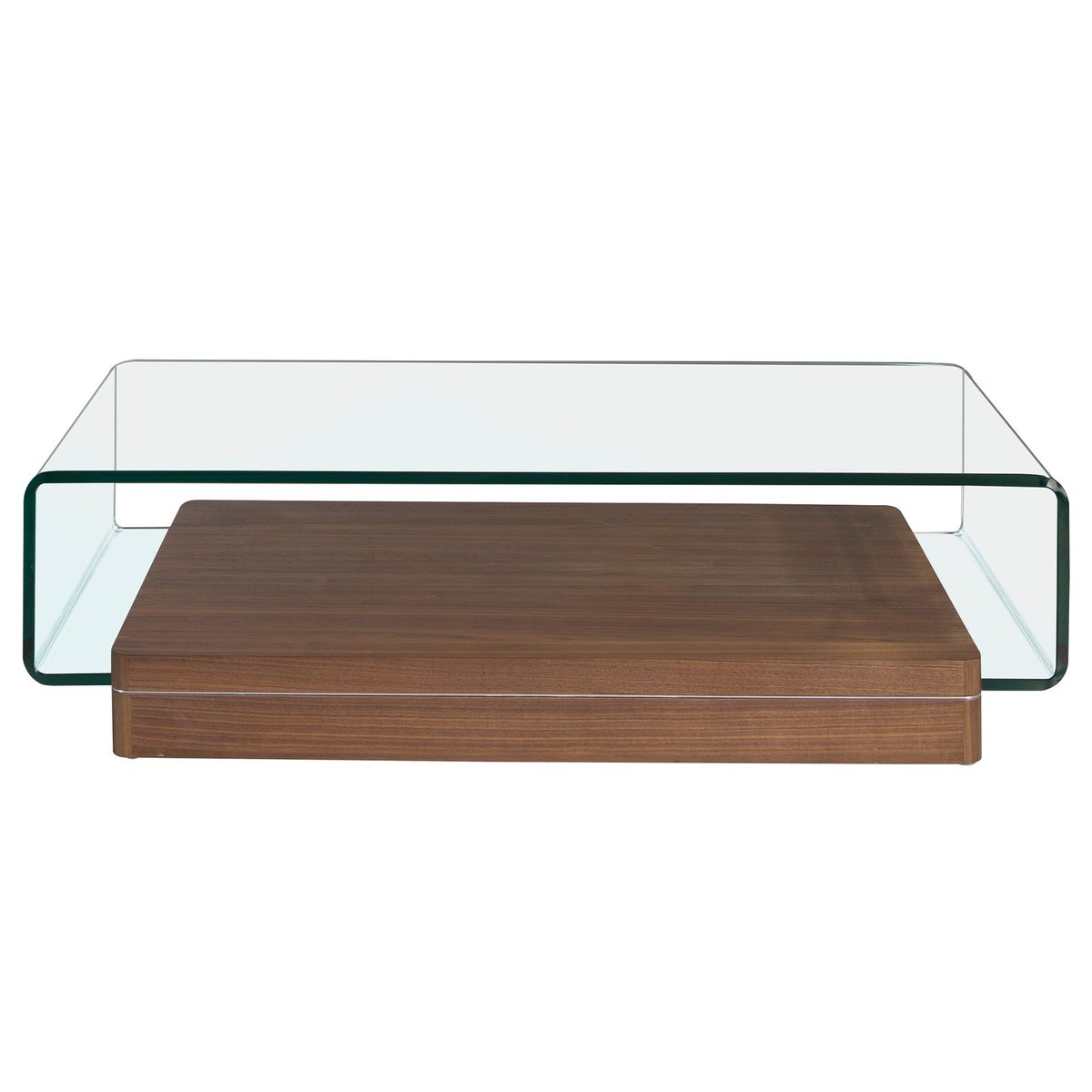 Table basse rectangulaire en verre trempé et noyer verre | noyer, ANGEL CERDA