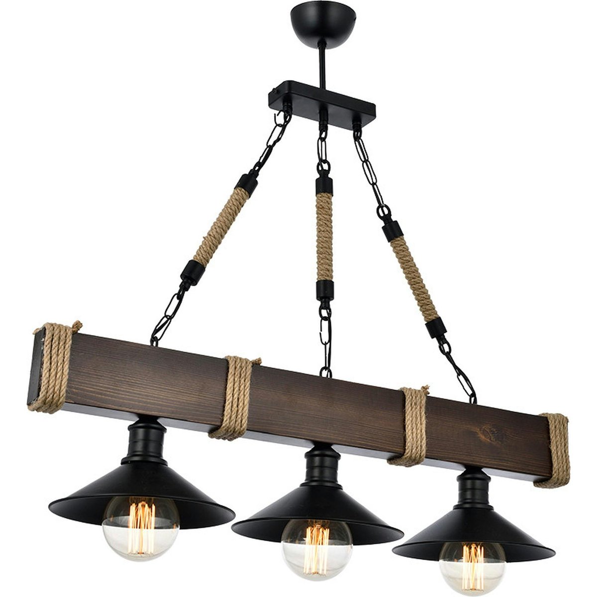 Suspension industrielle en bois CAMOGLI bois brun, PIER IMPORT