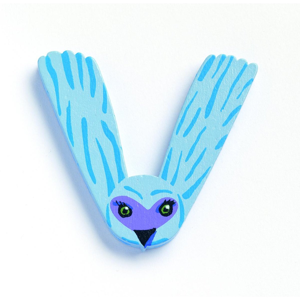 Lettre animaux en bois V bleu, DJECO