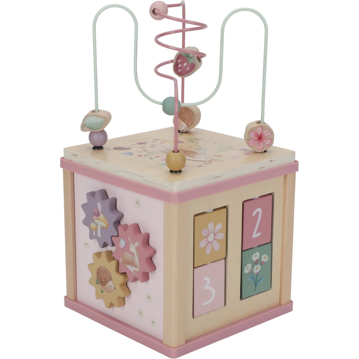 Cube d'activités rose, jaune, vert, beige, multicolore, LITTLE DUTCH