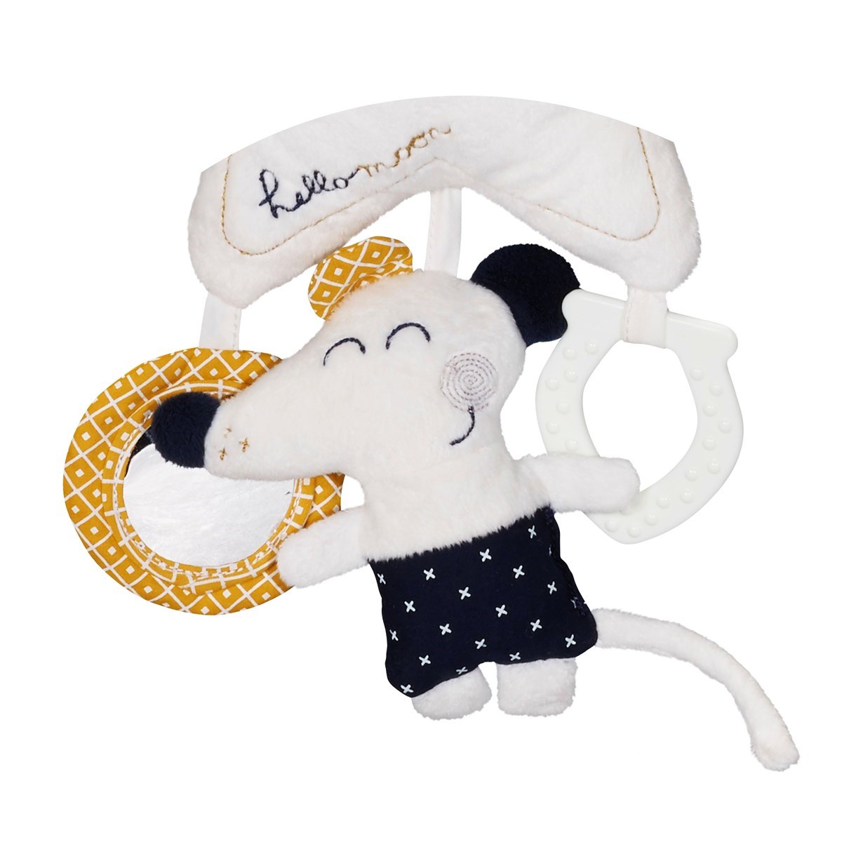 Jouet D'Activites Avec Pince en velours blanc, SAUTHON