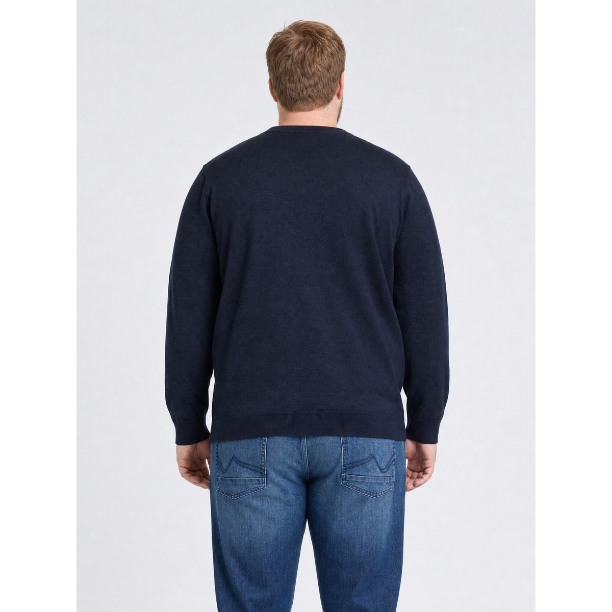 Pull col rond en maille fine grande taille ironbend bleu sky captain, PETROL INDUSTRIES